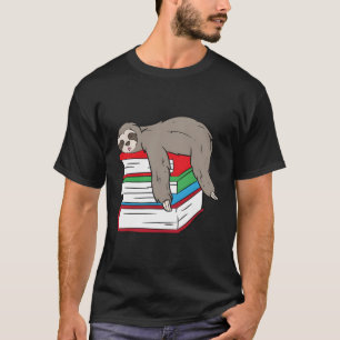 Sloth Sleeg auf Büchern Liebe Bücher und Slots T-Shirt