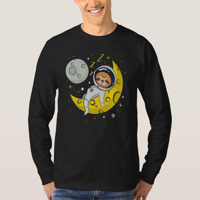Sloth Sleeping on The Moon  Cute Astronaut Sloth T-Shirt (Vorderseite)