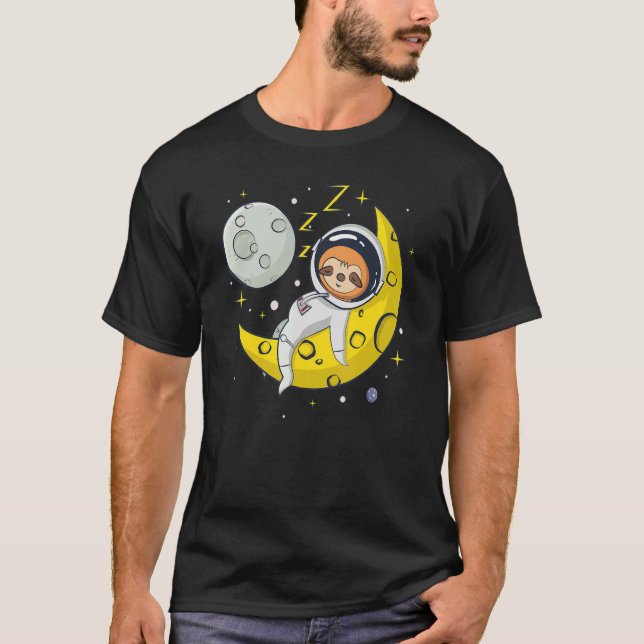 Sloth Sleeping on The Moon  Cute Astronaut Sloth T-Shirt (Vorderseite)