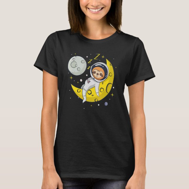 Sloth Sleeping on The Moon  Cute Astronaut Sloth T-Shirt (Vorderseite)