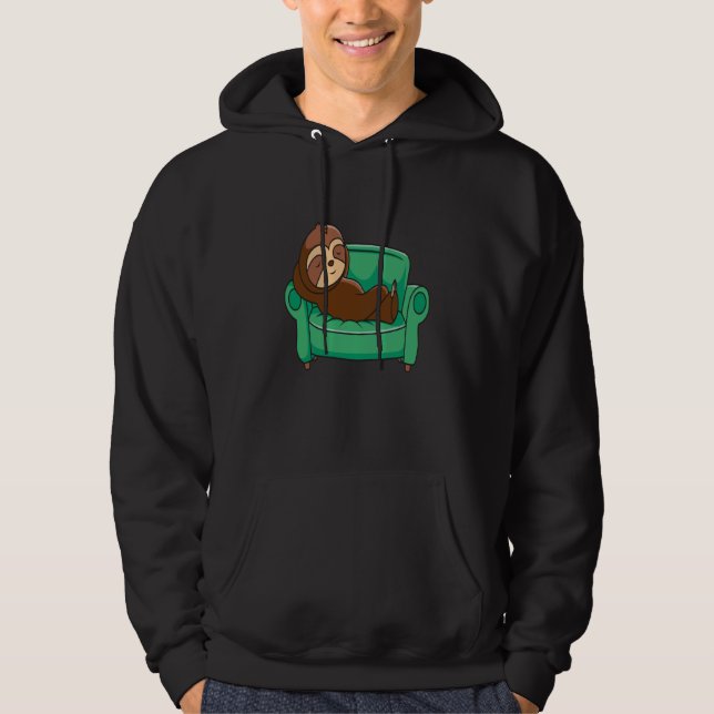 SLOTH SLOTH SLEEPING ON COUCH RELAX NAP REST HOODIE (Vorderseite)