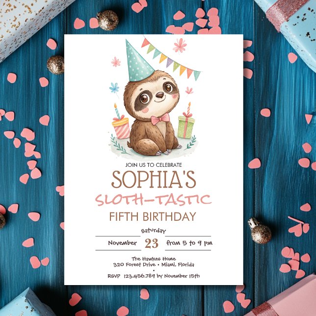 Sloth sloth-tastic kids birthday einladung (Von Creator hochgeladen)