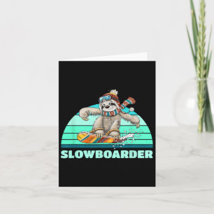 Sloth Slowboarder Snowboard Puff Karte