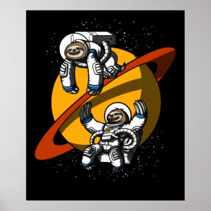 Sloth Space Astronaut Funny Cosmic Animes Poster