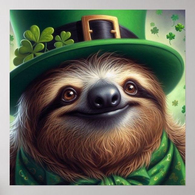 Sloth St Paddys Day Poster (Vorne)