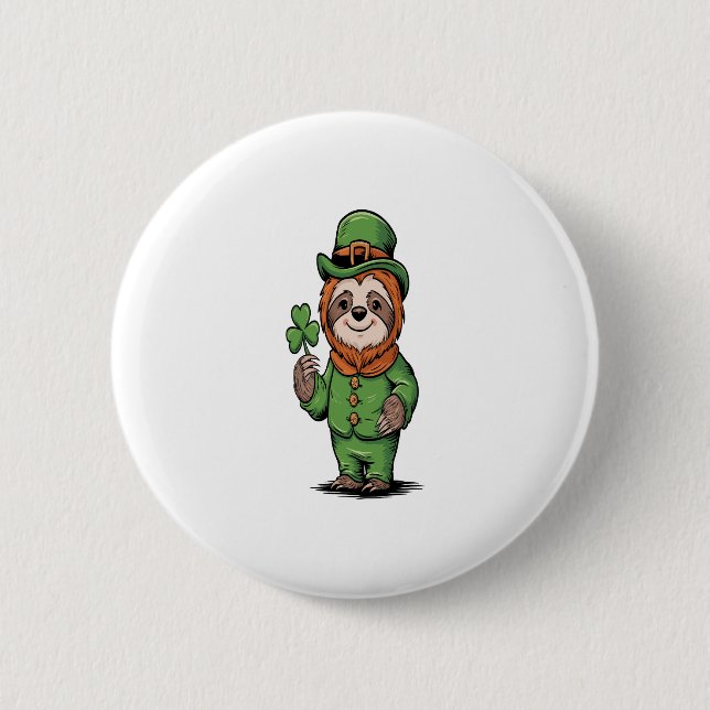 Sloth St Patrick's Day Irish Lucky Button (Vorderseite)