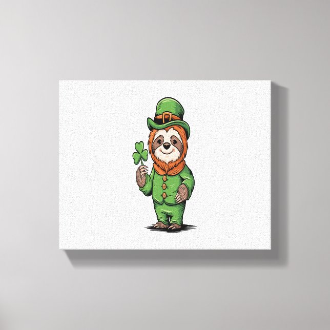 Sloth St Patrick's Day Irish Lucky Leinwanddruck (Vorderseite)