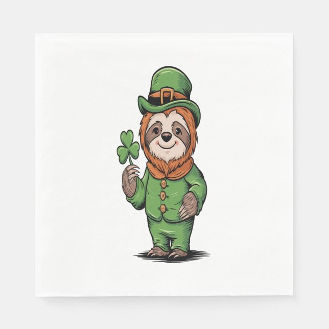 Sloth St Patrick's Day Irish Lucky Serviette (Vorderseite)