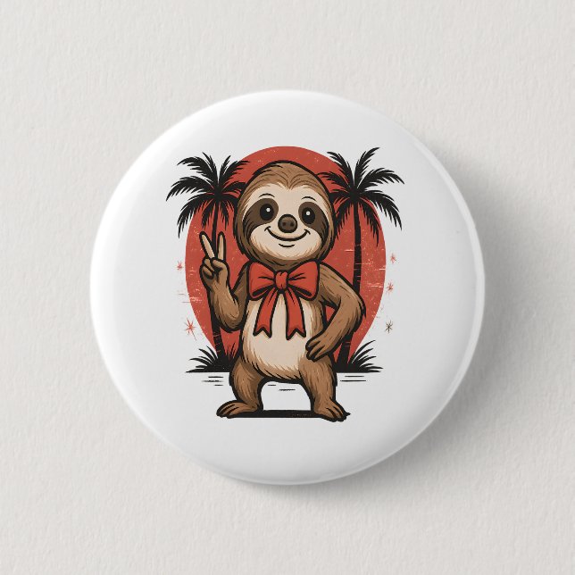 Sloth Summer Beach Rocking Button (Vorderseite)