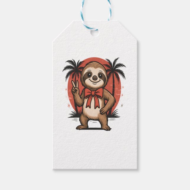 Sloth Summer Beach Rocking Geschenkanhänger (Vorderseite)
