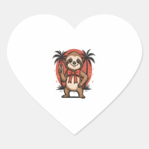 Sloth Summer Beach Rocking Herz-Aufkleber