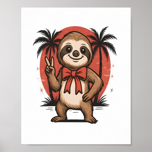Sloth Summer Beach Rocking Poster (Vorne)