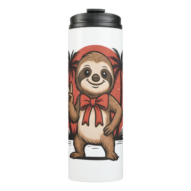 Sloth Summer Beach Rocking Thermosbecher (Vorderseite)