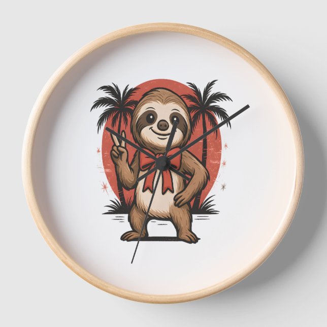 Sloth Summer Beach Rocking Uhr (Vorderseite)