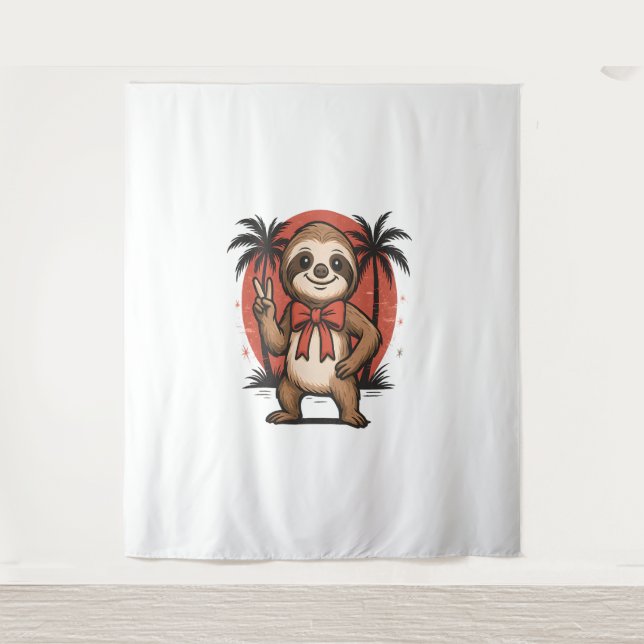 Sloth Summer Beach Rocking Wandteppich (Vorderseite)