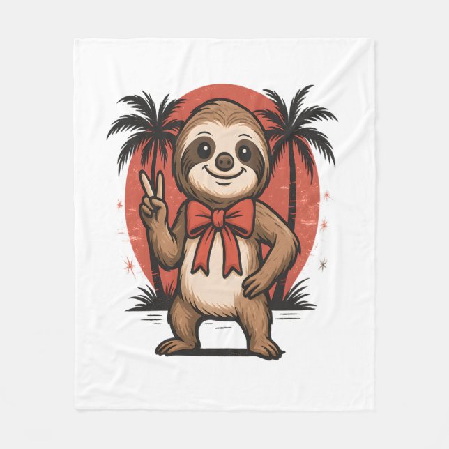 Sloth Summer Vibes (2) Fleecedecke (Vorderseite)