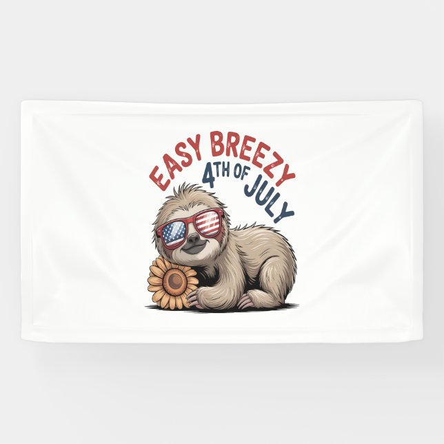 Sloth Sunflower 4. Juli Banner (Horizontal)