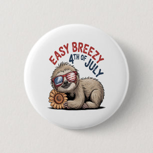 Sloth Sunflower 4. Juli Button