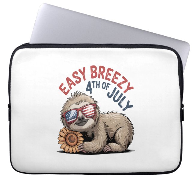 Sloth Sunflower 4. Juli Laptopschutzhülle (Vorderseite)