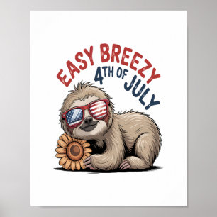 Sloth Sunflower 4. Juli Poster
