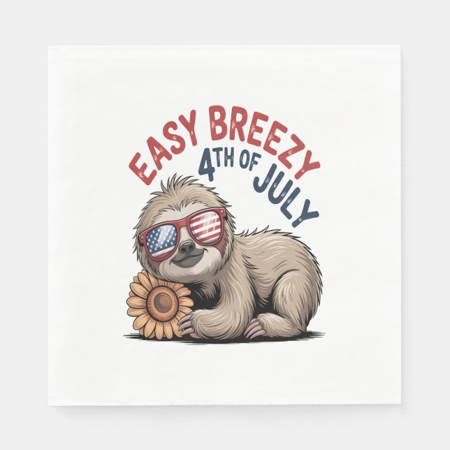 Sloth Sunflower 4. Juli Serviette (Vorderseite)