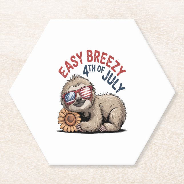 Sloth Sunflower 4. Juli Untersetzer (Vorderseite)