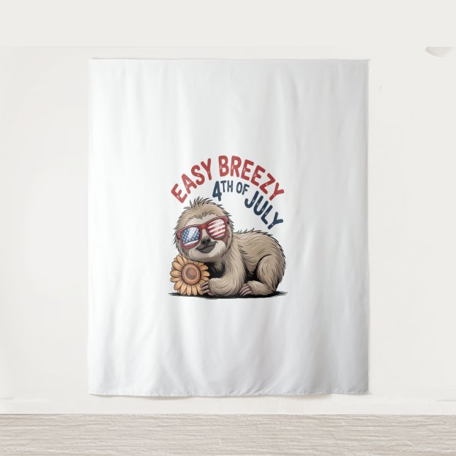 Sloth Sunflower 4. Juli Wandteppich (Vorderseite)