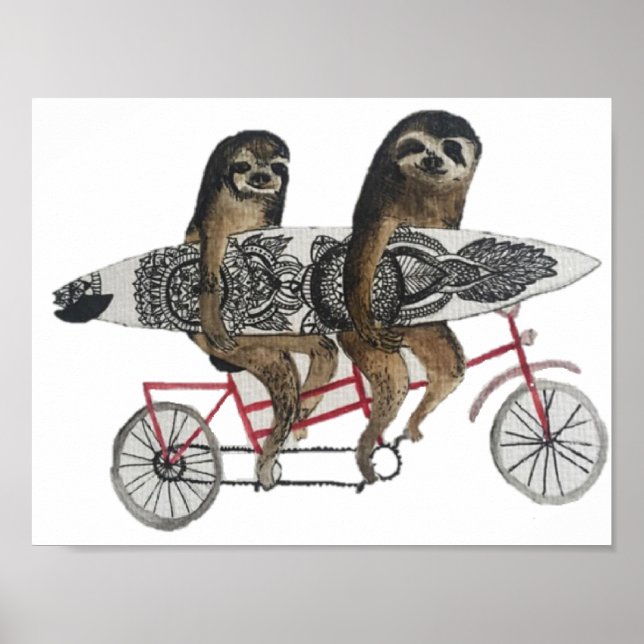 sloth surf bike poster (Devant)
