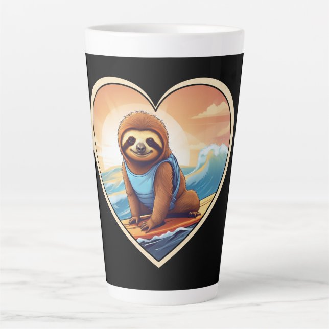 Sloth Surfing Milchtasse (Vorderseite)