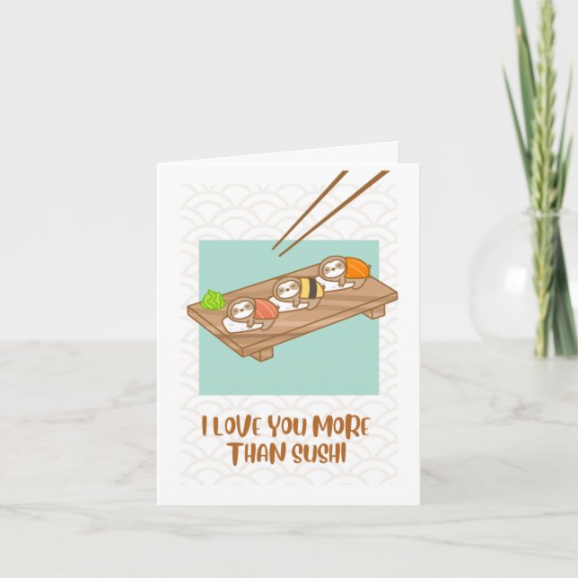 Sloth Sushi Jubiläumskarte Karte (Vorderseite)