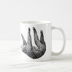 Sloth-Tasse Sloth, der heraus am Rand der Kaffeetasse