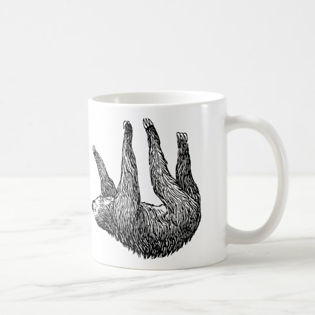 Sloth-Tasse Sloth, der heraus am Rand der Kaffeetasse (Rechts)