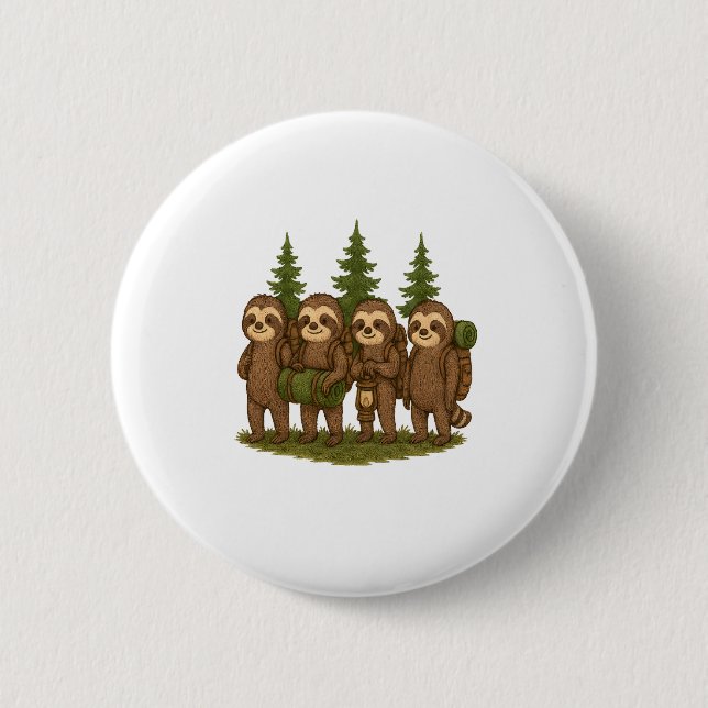 Sloth Team Sloth Wandern Camping Button (Vorderseite)