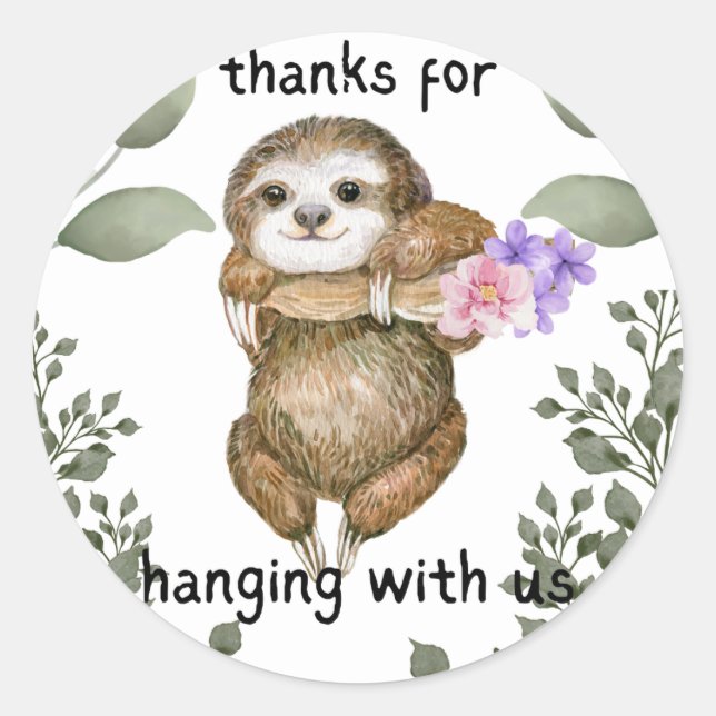 Sloth Theme Merci pour Hanging with Us Sticker (Devant)
