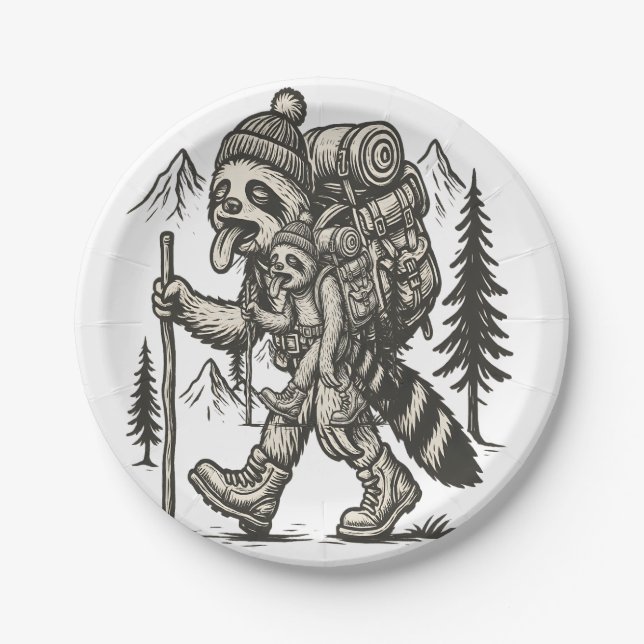 Sloth Tired Sloth Wandern Pappteller (Vorderseite)