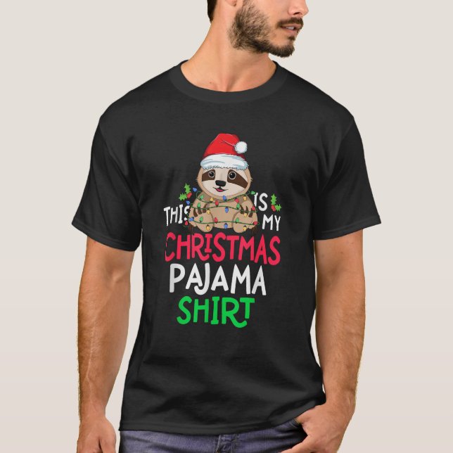 Sloth Tree Lights Funny This is my Christmas Pyjam T-Shirt (Vorderseite)