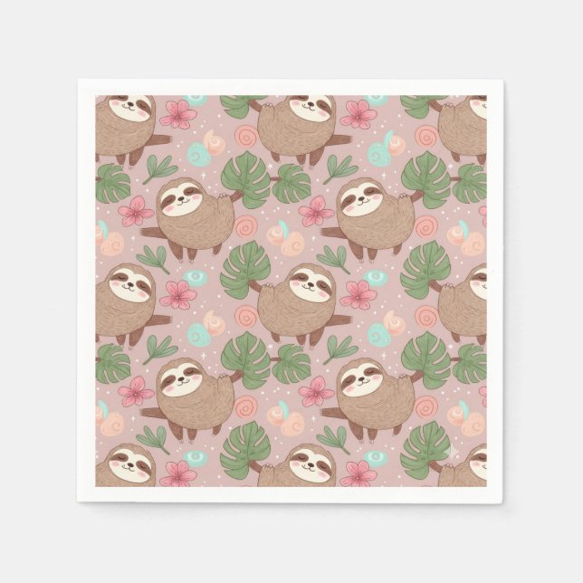Sloth Tropical Dream Serviette (Vorderseite)