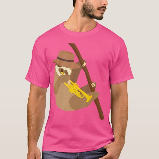 Sloth Trumpet Player - Trumpeter Jazz Music Lover T-Shirt (Vorderseite)