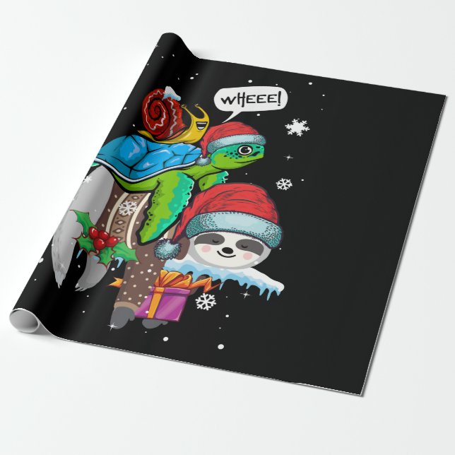 Sloth Turtle Snail Cute Animal Lover Christmas Geschenkpapier (Ungerollt)