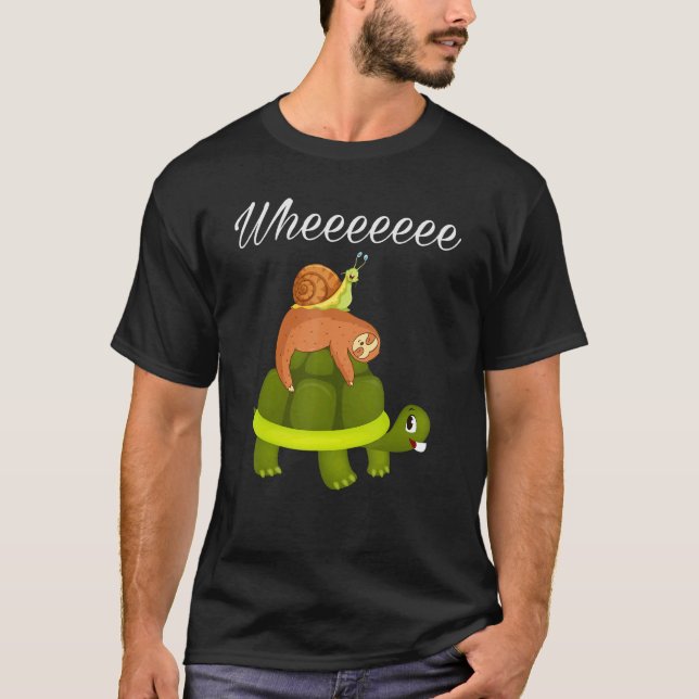 Sloth Turtle Snail Piggyback Animal Lazy Sloth Te T-Shirt (Vorderseite)