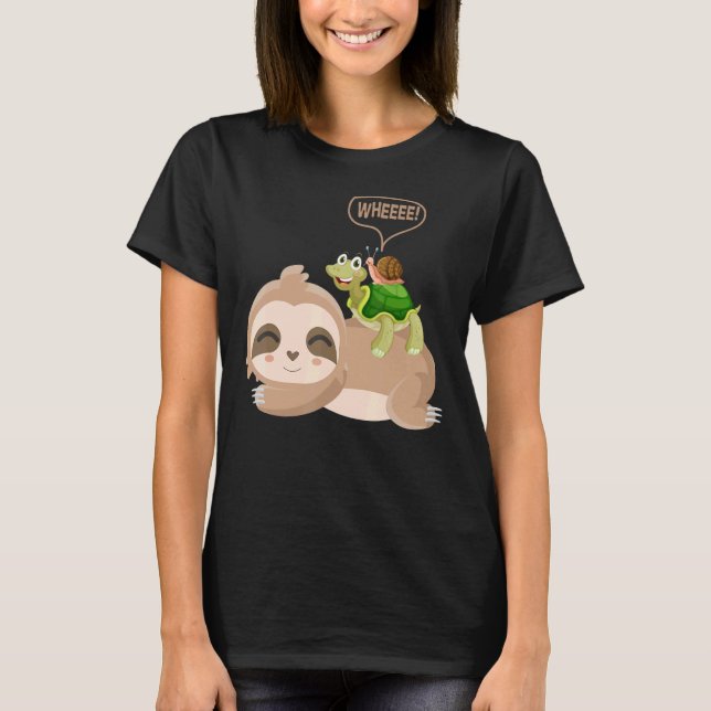 Sloth Turtle Snail Piggyback Lazy Sloth S Hirt T-Shirt (Vorderseite)