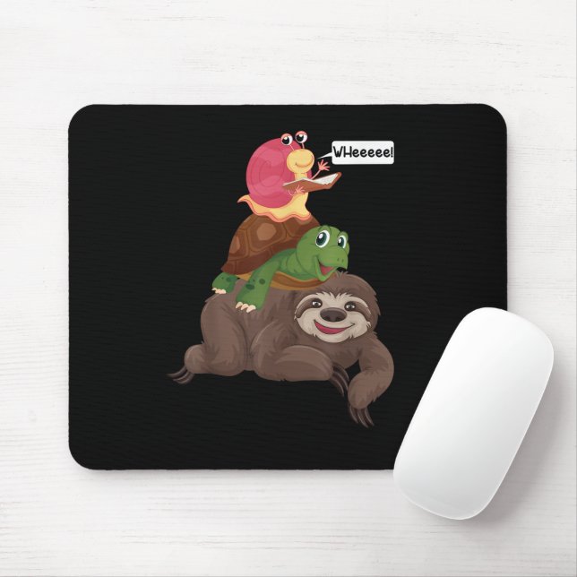 Sloth Turtle Snail Team Piggyback Slow Graphic Mousepad (Mit Mouse)