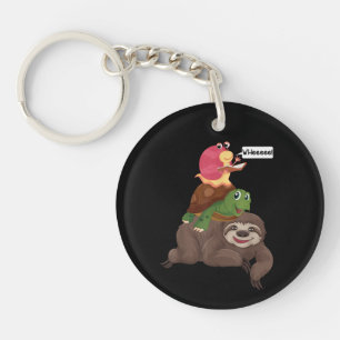 Sloth Turtle Snail Team Piggyback Slow Graphic Schlüsselanhänger