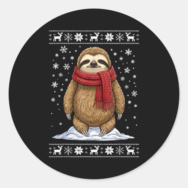 Sloth Ugly Christmas  Runder Aufkleber (Vorderseite)