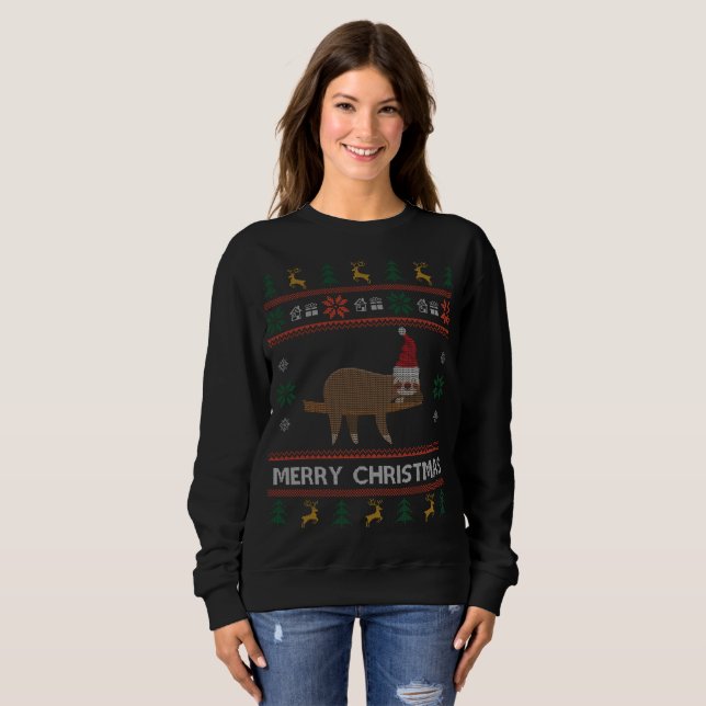 Sloth Ugly Sweat de Noël lent Sloth Père Noël (Devant entier)
