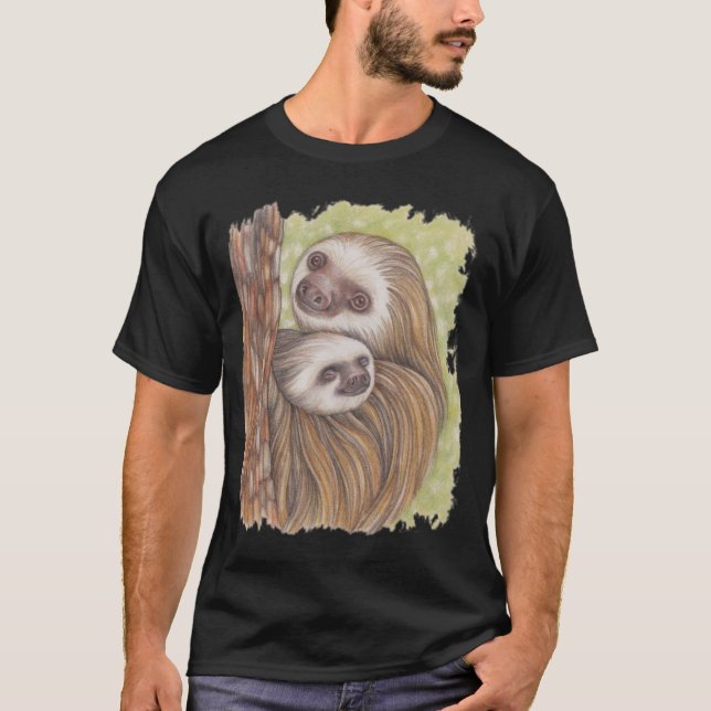 Sloth und Baby Black T - Shirt (Vorderseite)
