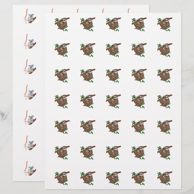 Sloth und Koala tragen ein kleines zweiseitiges De (Vorne/Hinten)