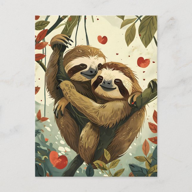 Sloth Valentine's Day Postkarte (Vorderseite)