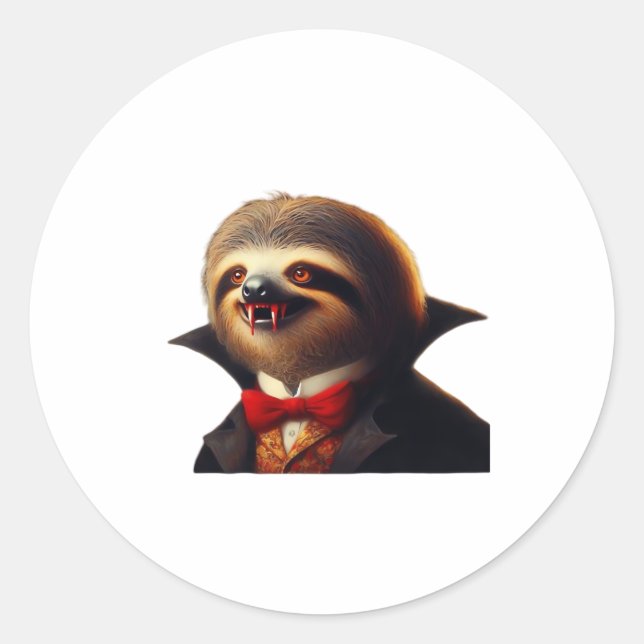 Sloth Vampire Classic T - Shirt Runder Aufkleber (Vorderseite)