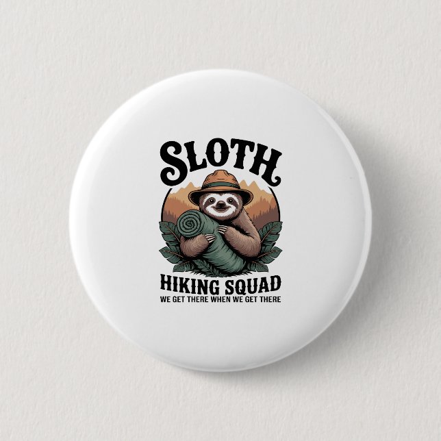 Sloth WanderSquad Funny Camping Button (Vorderseite)